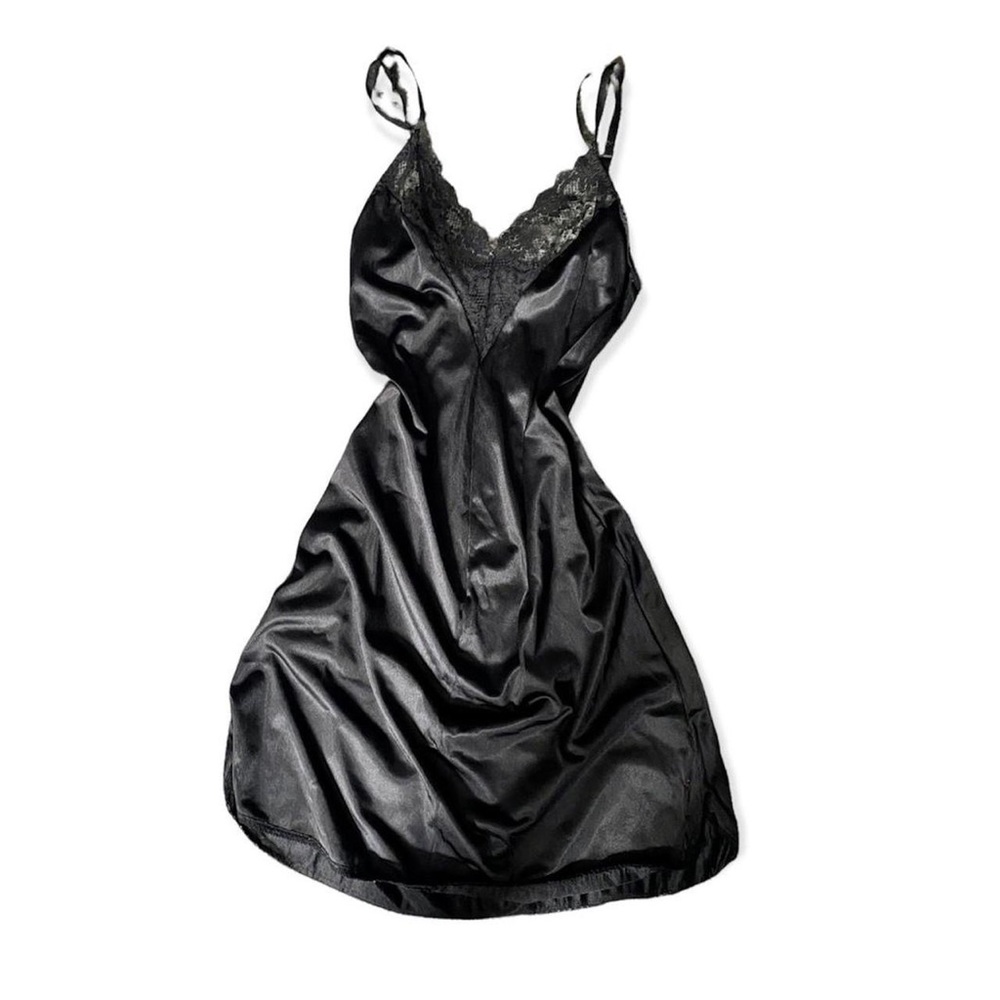 Vintage Black Lace Lingerie Slip Dress.